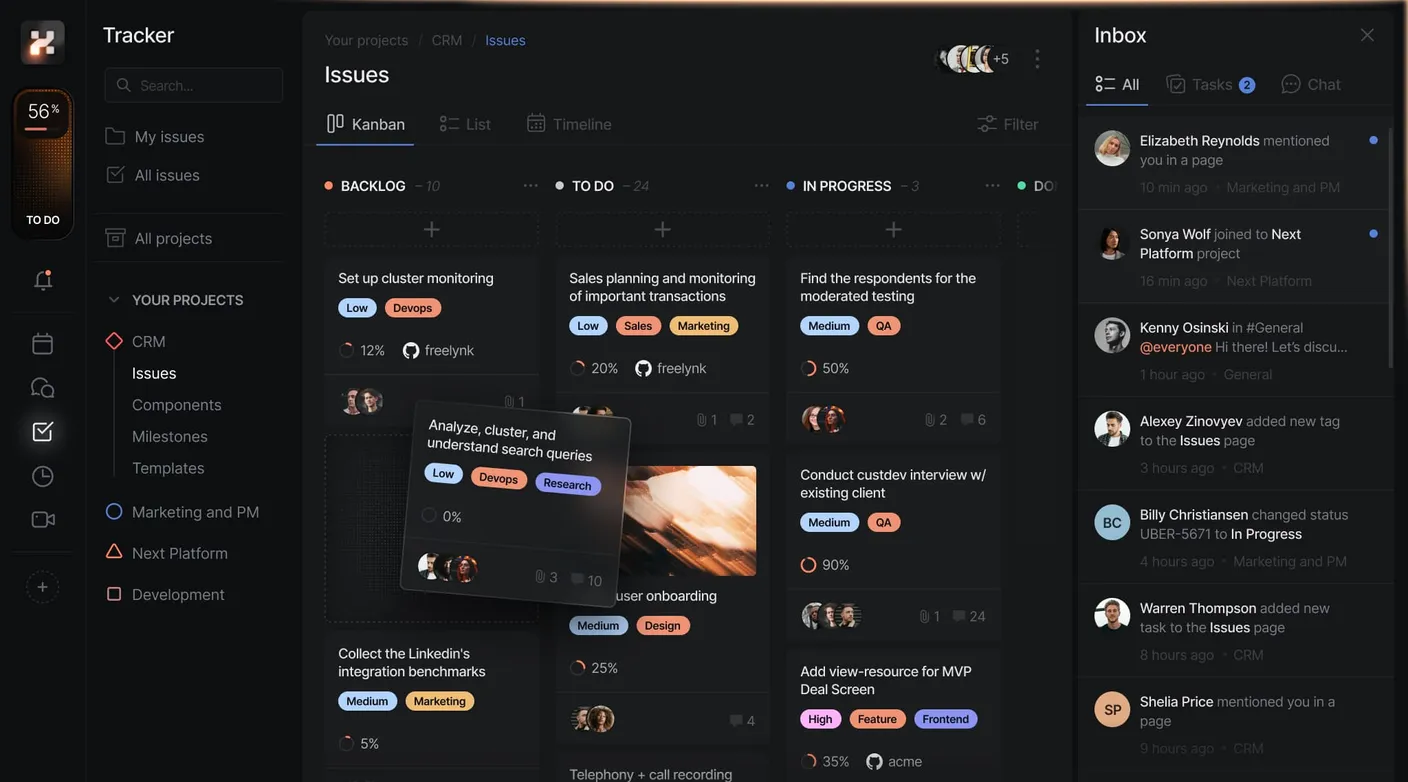 Huly dashboard